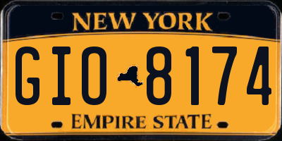 NY license plate GIO8174