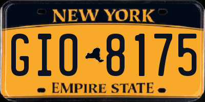 NY license plate GIO8175