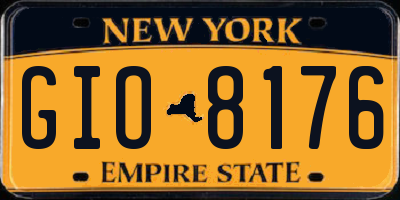 NY license plate GIO8176