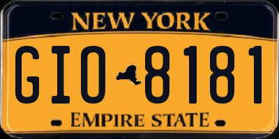 NY license plate GIO8181