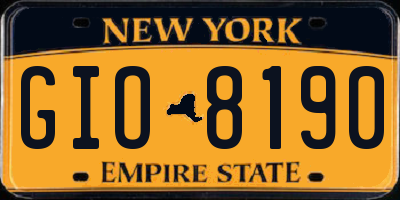 NY license plate GIO8190