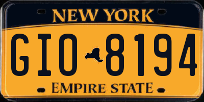 NY license plate GIO8194