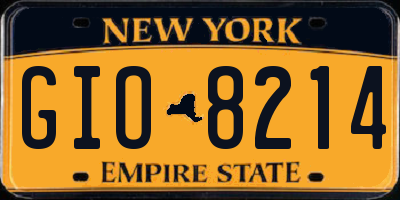 NY license plate GIO8214