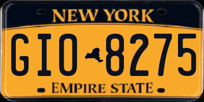 NY license plate GIO8275