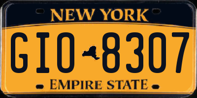 NY license plate GIO8307