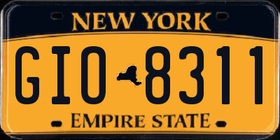 NY license plate GIO8311