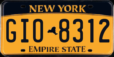 NY license plate GIO8312