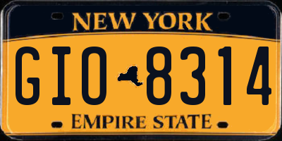 NY license plate GIO8314