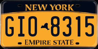 NY license plate GIO8315