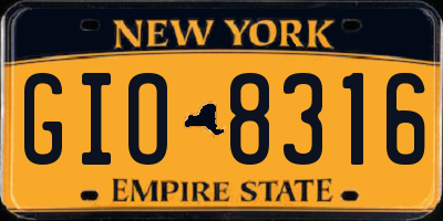 NY license plate GIO8316