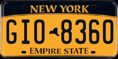 NY license plate GIO8360