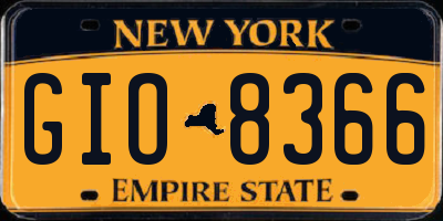 NY license plate GIO8366