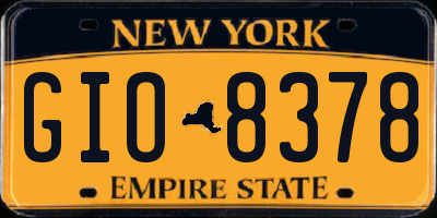 NY license plate GIO8378