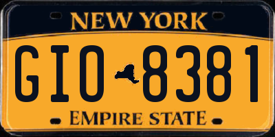 NY license plate GIO8381