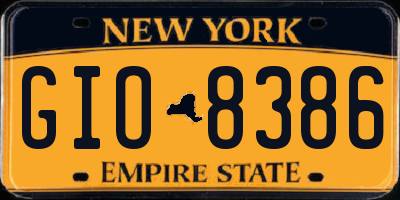 NY license plate GIO8386