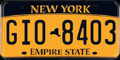 NY license plate GIO8403