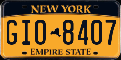 NY license plate GIO8407