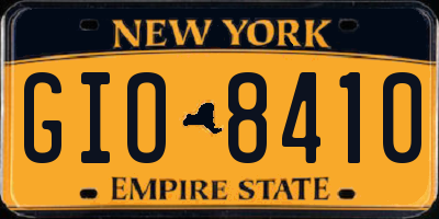 NY license plate GIO8410