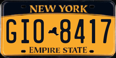 NY license plate GIO8417