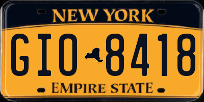 NY license plate GIO8418