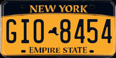 NY license plate GIO8454