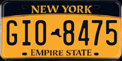 NY license plate GIO8475