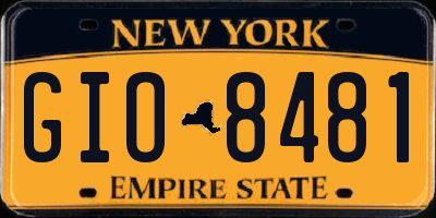 NY license plate GIO8481