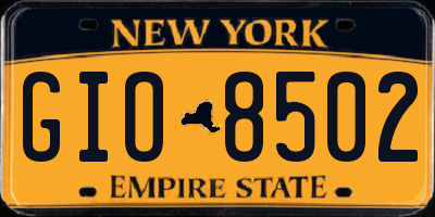 NY license plate GIO8502