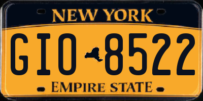 NY license plate GIO8522