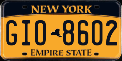 NY license plate GIO8602