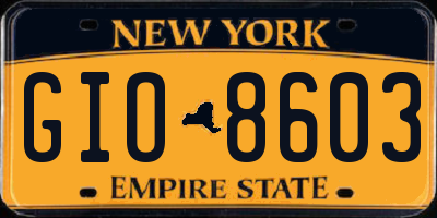 NY license plate GIO8603