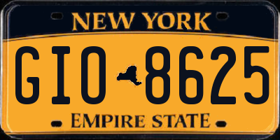 NY license plate GIO8625