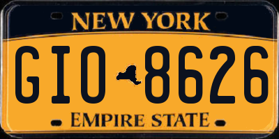 NY license plate GIO8626