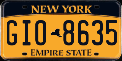 NY license plate GIO8635