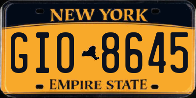 NY license plate GIO8645