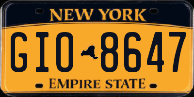 NY license plate GIO8647