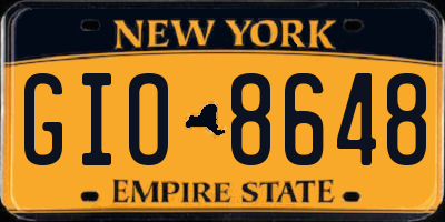 NY license plate GIO8648