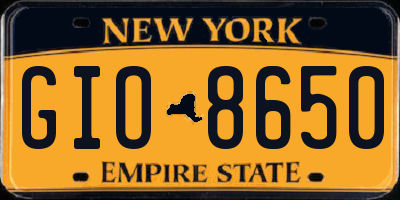 NY license plate GIO8650