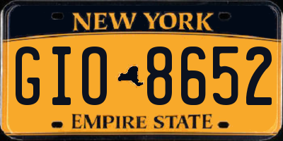 NY license plate GIO8652