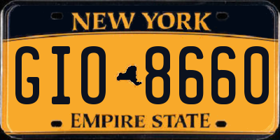 NY license plate GIO8660