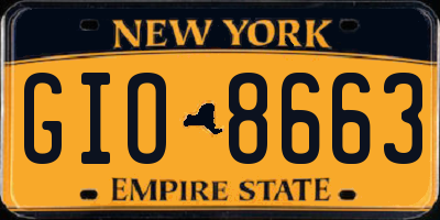 NY license plate GIO8663