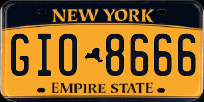NY license plate GIO8666