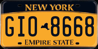 NY license plate GIO8668