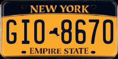 NY license plate GIO8670