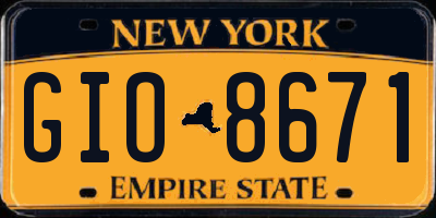 NY license plate GIO8671