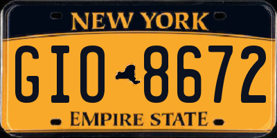 NY license plate GIO8672
