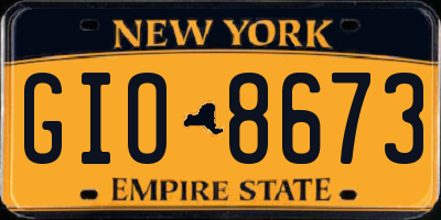 NY license plate GIO8673