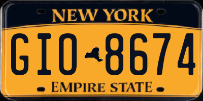 NY license plate GIO8674