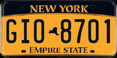 NY license plate GIO8701