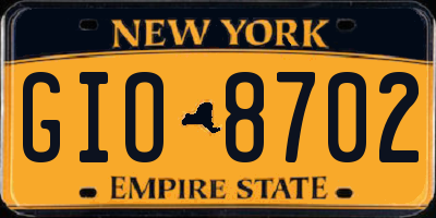 NY license plate GIO8702